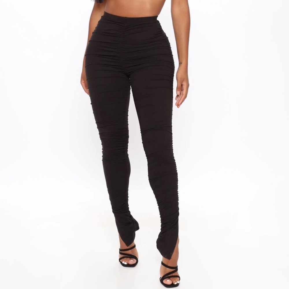 Fashion Nova Ruched Slit Leggings